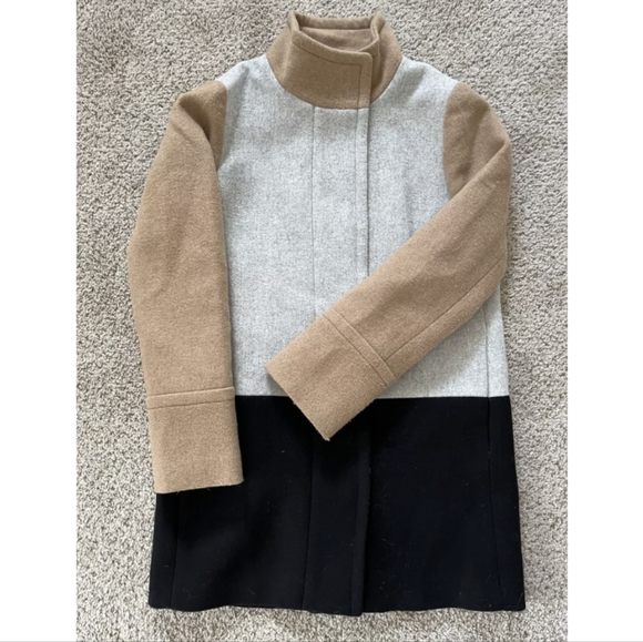 JCrew Color Block City Coat in Camel Sz 14 - Picture 3 of 4